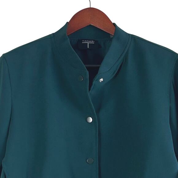 Tahari Snap Front Bomber Jacket In Evening Pine Green - Picture 3 of 6